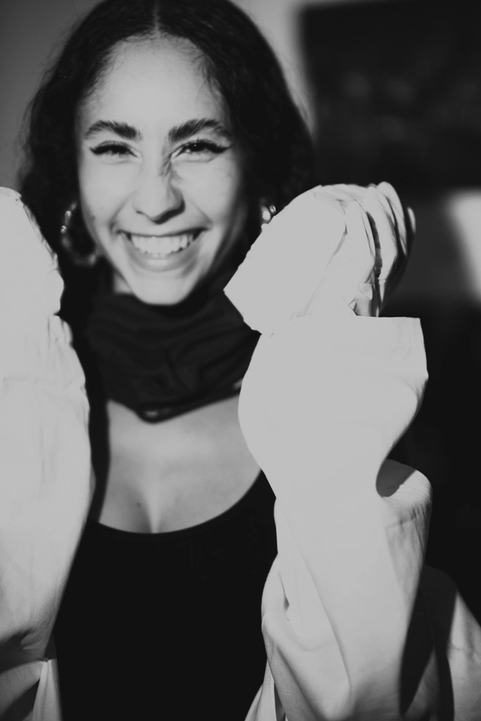 Photo of a girl in red light