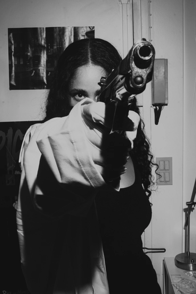 Photo of a girl in red light