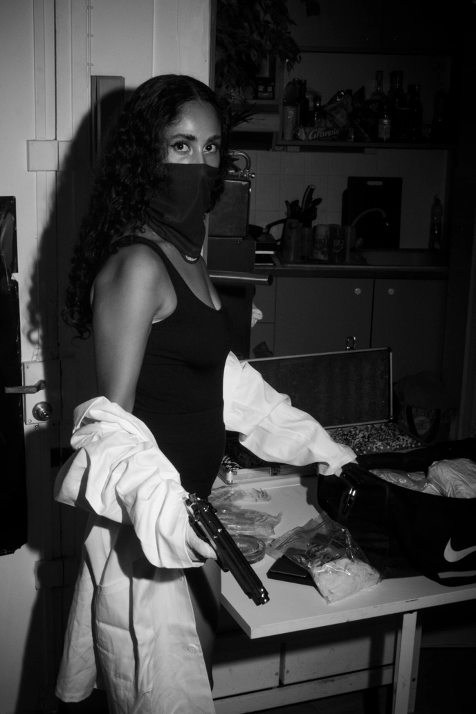 Photo of a girl in red light