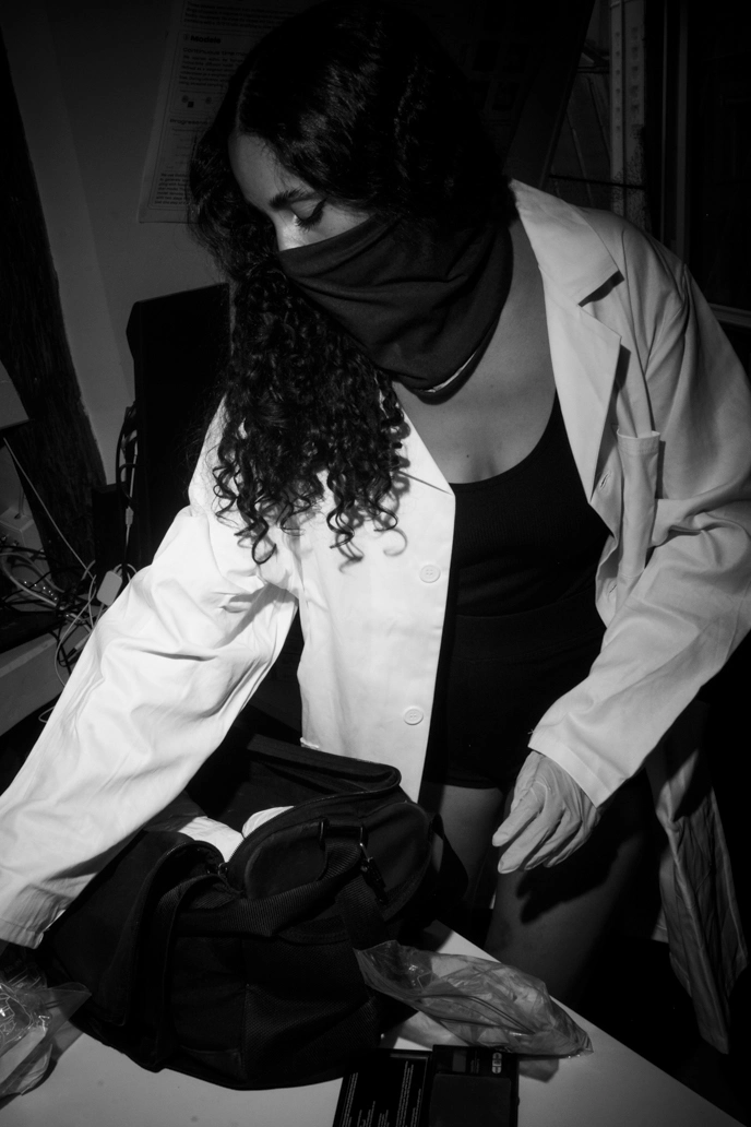 Photo of a girl in red light