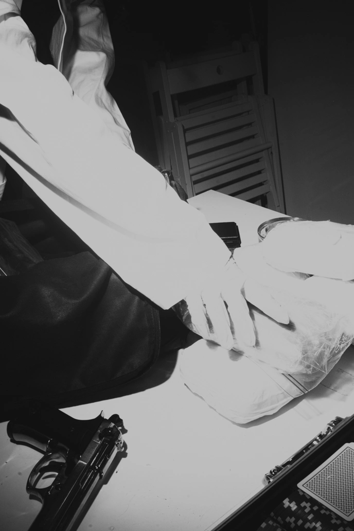 Photo of a girl in red light